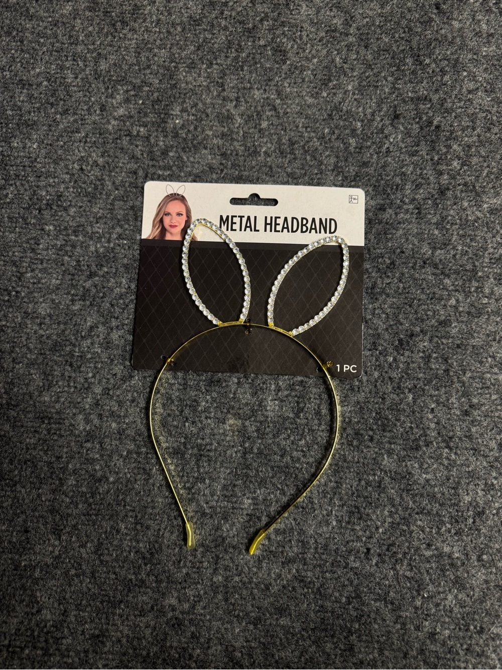 Amscan Gold Bunny Ear Metal Headband with Clear Crystals